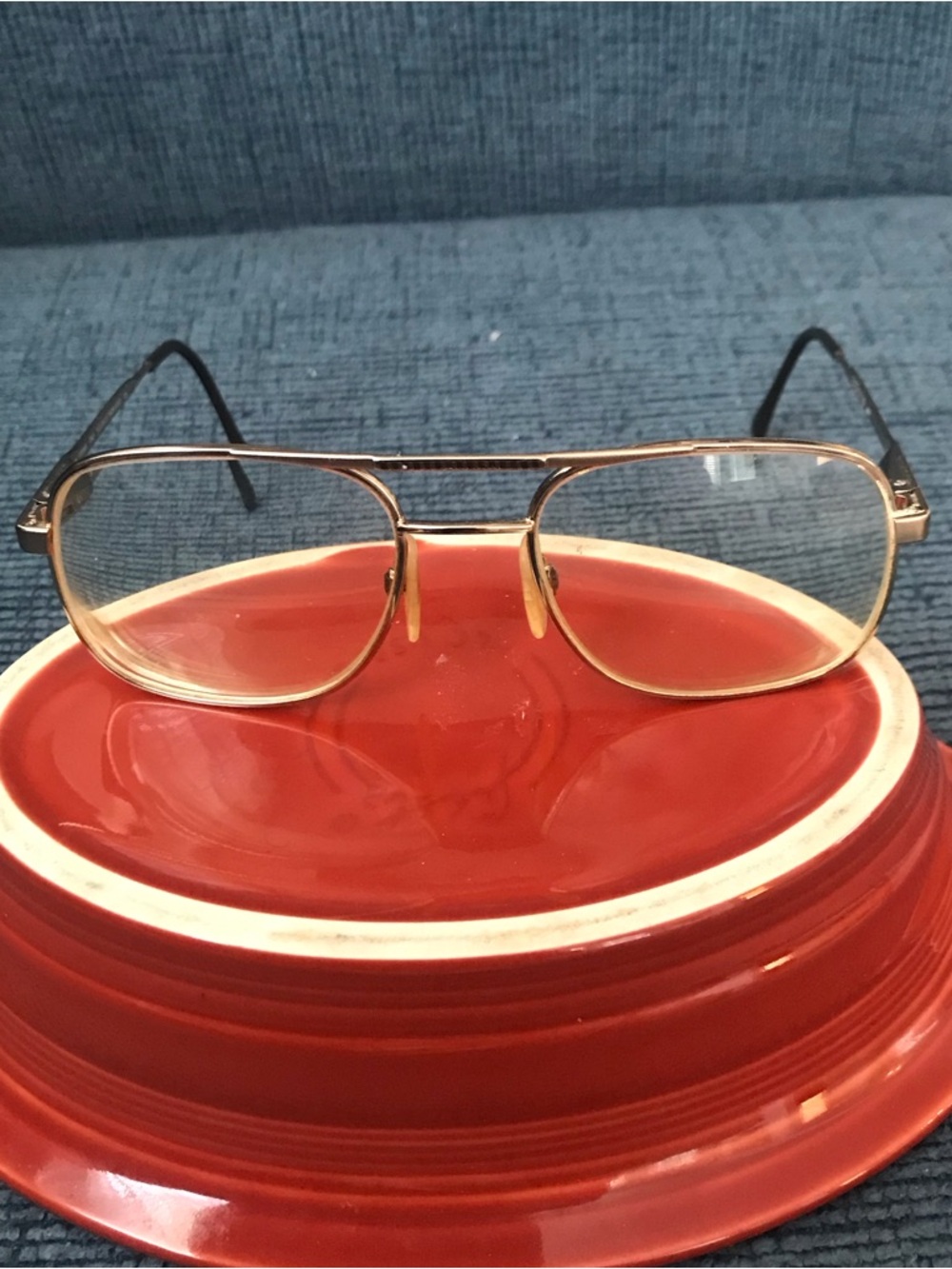 Vintage Luxottica Gold Electroplate Glasses, Aviator Style Rx Lenses